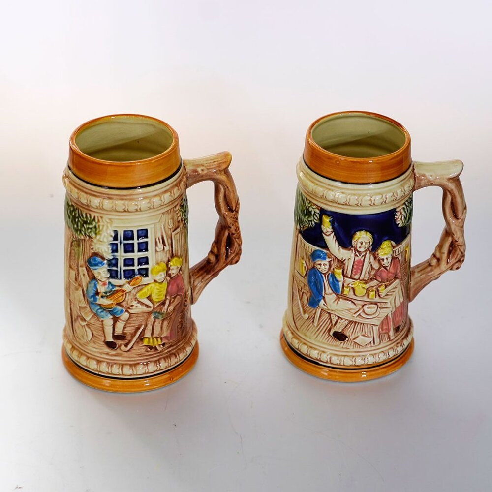 Vintage Made in Japan, Hand decorated, Two Beer Steins